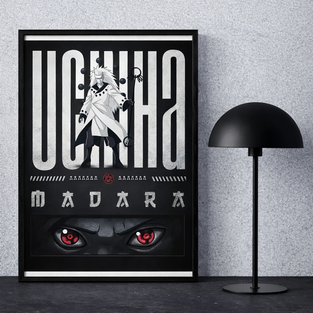 Madara Uchiha Six Paths Anime Poster - Minimalist Uchiha Clan Wall Art - A4 Size