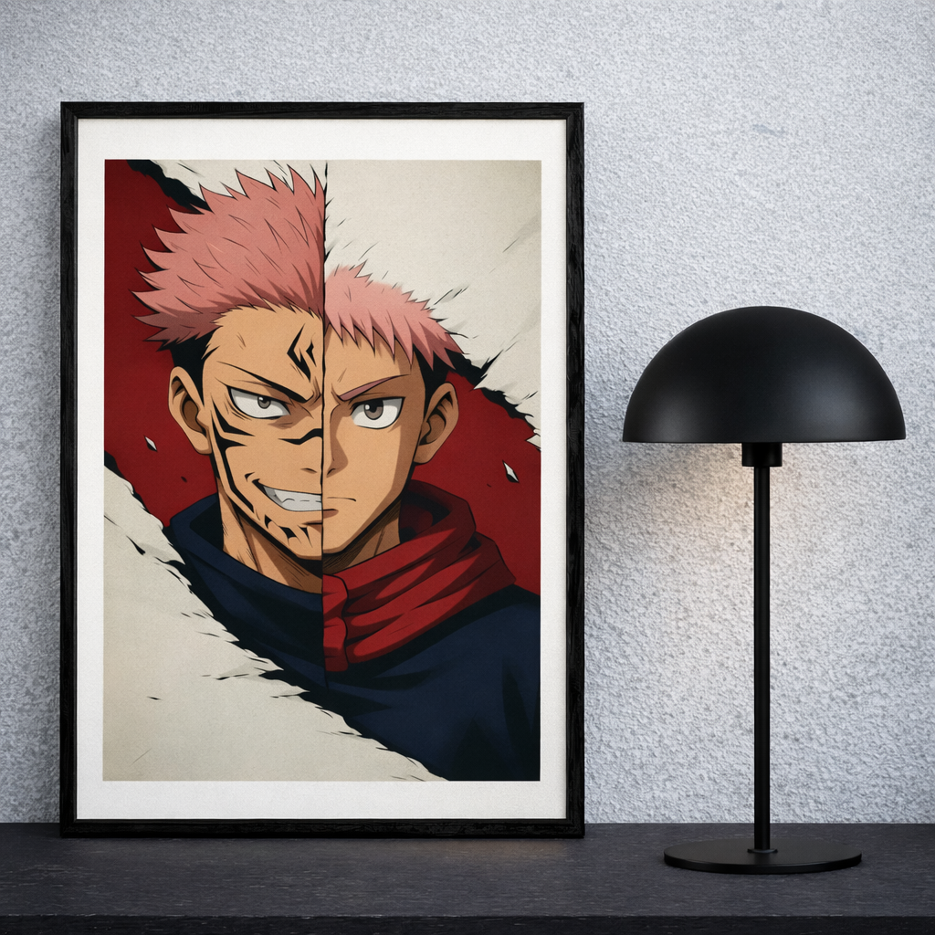 Jujutsu Kaisen Yuji Itadori & Sukuna Split Face A4 Anime Wall Art Print