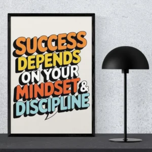 Success Depends on Your Mindset & Discipline | Retro Motivational Wall Art