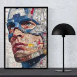 Captain America Blueprint Style Portrait Poster - Marvel Inspired Technical Line Art Wall Decor