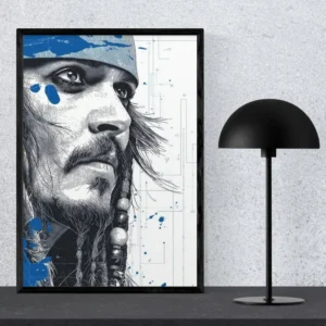 Jack Sparrow Sketch Art Print – Blue Ink Sketch Poster