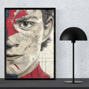 Spider-Hero Blueprint Portrait | Urban Web-Slinger Wall Art