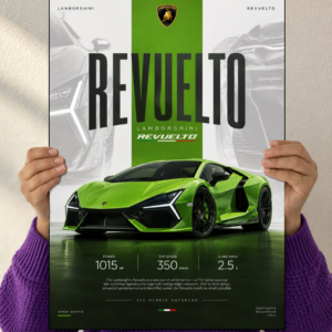 Lamborghini Revuelto Poster – Green V12 Hybrid Supercar Wall Art Print | Acrylic, Foam & Paper
